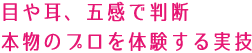 目や耳、5感で判断 本物のプロを体験する実技